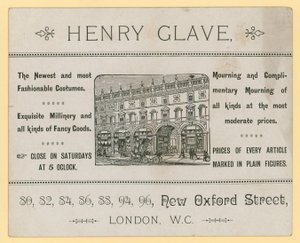 Werbung für Henry Glave, New Oxford Street, London