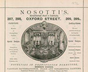 Werbung für Nosottis Möbelgeschäft, 397-399 Oxford Street