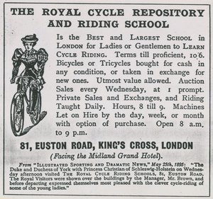 Anzeige für das Royal Cycle Repository und die Reitschule