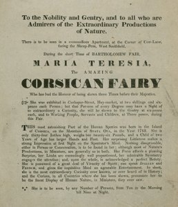 Werbung für einen Auftritt von Madame Maria Teresia, die korsische Fee