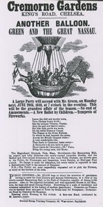 Werbung für Ballonaufstieg, Cremorne Gardens, Chelsea von English School