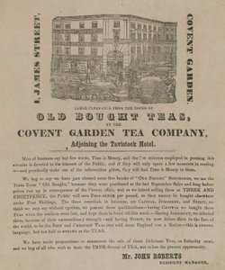 Werbung für alte gekaufte Tees der Covent Garden Tea Company