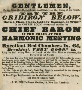 Werbung für das Garricks Head, Bow Street