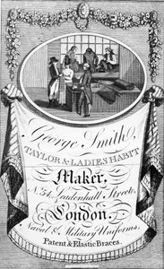 Werbung für George Smith, Schneider und Damenhabitmacher von English School