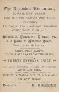 Werbung für das Alhambra Restaurant
