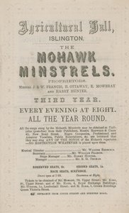 Werbung für die Mohawk Minstrels in der Landwirtschaftshalle