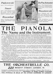 Werbung für The Pianola, aus 