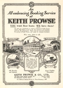 Werbung für den Ticketbuchungsservice von Keith Prowse & Co, Ltd von English School
