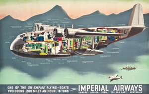 Werbeplakat für die "Flugboote" der Imperial Airways, 1937 von English School