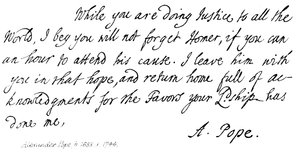 Alexander Pope (1688-1744), Brief an Earl Halifax, 1714 von English School