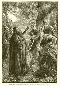 Alfred der Große, verkleidet als Harfner, spielt vor Guthrum
