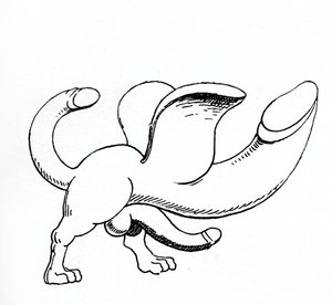 Amulett mit einem dreifachen Phallus