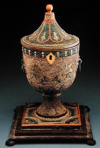 Eine Teedose in Form einer Adam-Stil-Urne, ca. 1785 (Buchsbaum)