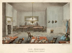 Ein Gasthaus um Mitternacht; Gesellschaft müde und zurückgezogen von English School