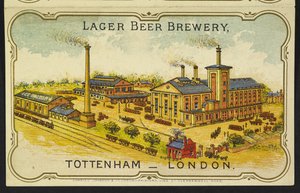 Eine Illustration der Austro-Bavarian Lager Beer Brewery in Tottenham, London