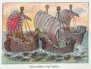 Anglo-Normannische Kriegsschiffe von English School