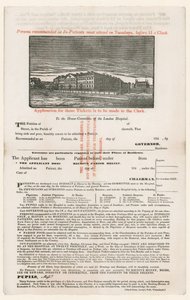 Antrag auf Aufnahme ins London Hospital