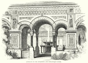 Zugang zum byzantinischen und romanischen Hof (Gravur) von English School