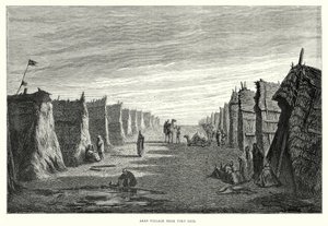 Arabisches Dorf in der Nähe von Port Said (Gravur) von English School