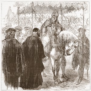 Erzbischof Arundel in Oxford, Illustration aus Die Geschichte des Protestantismus von James Aitken Wylie, veröffentlicht 1878