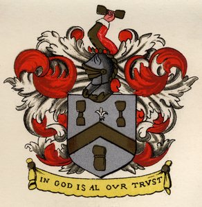 Wappen der Bricklayers and Tilers des Gateshead Chapter, 1671, aus The History of Freemasonry, Band II, veröffentlicht von Thomas C. Jack, London, 1883 von English School