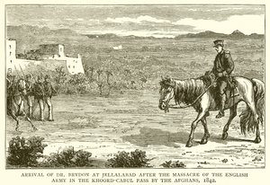 Ankunft von Dr. Brydon in Jellalabad nach dem Massaker an der englischen Armee im Khoord-Cabul-Pass durch die Afghanen, 1842