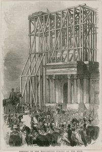 Ankunft der Wellington-Statue am Bogen, Hyde Park Corner, London