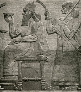 Ashur-nasir-pal II, von einem Basrelief im British Museum, aus The Worlds Inhabitants von G.T. Bettany, veröffentlicht 1888 von English School