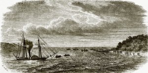 Angriff auf einen britischen Dampfer durch die Eingeborenen von Andaman