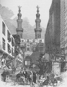 Bab El-Mutawellee, Kairo, graviert von Josiah Wood Whymper (1813-1903) von English School