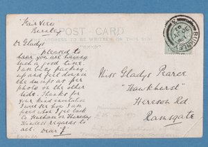 Rückseite der Jim Hogan-Postkarte, 1907 von English School