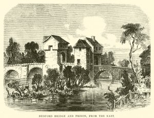 Bedford-Brücke und Gefängnis; von Osten (Gravur)