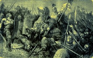 Belisar führt die römische Armee gegen die Goten, Illustration aus Die Illustrierte Geschichte der Welt, veröffentlicht um 1880 von English School