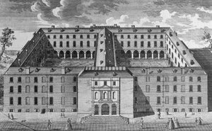 Vogelperspektive des Guys Hospital, Southwark, um 1780 von English School