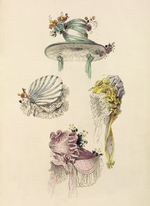 Hüte für einen Anlass, Modeplatte aus Ackermanns Repository of Arts