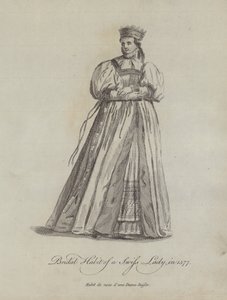 Brautkleid einer Schweizer Dame im Jahr 1577 (Stich)