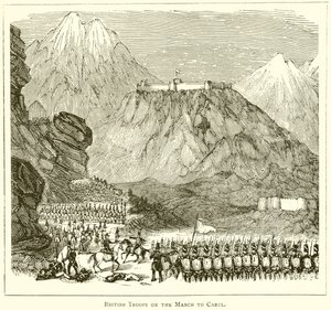 Britische Truppen auf dem Marsch nach Kabul von English School
