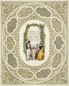 Britische Valentinskarte mit einem Bild eines Paares mit einem Cherub