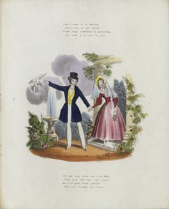 Britische Valentinskarte mit einem Bild eines Mannes und einer Frau, die sich an den Händen halten
