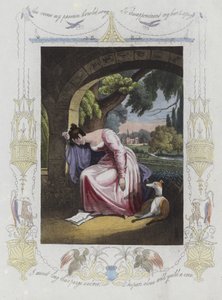 Britische Valentinskarte mit einem Bild einer weinenden Frau