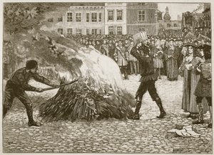 Verbrennung des Pamphlets von Blount durch den Gemeinen Henker, Illustration aus Cassells Illustrierter Geschichte Englands von English School