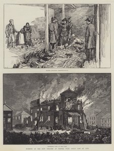 Brand des neuen Theaters in Exeter, mit großem Verlust an Menschenleben (Gravur) von English School