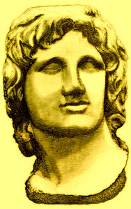 Büste von Alexander dem Großen, Illustration aus Geschichte Roms von Victor Duruy, veröffentlicht 1884