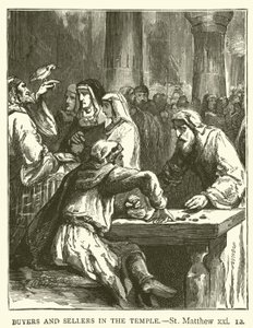 Käufer und Verkäufer im Tempel (St Matthäus, xxi) von English School