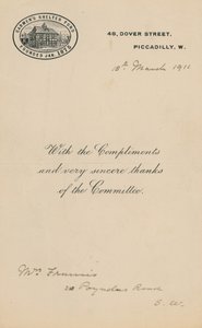 Unterstand für Kutscher Fun, gegründet im Januar 1875. Brief von English School