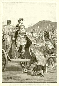 Caesar spricht zu den unzufriedenen Legionen auf dem Campus Martius