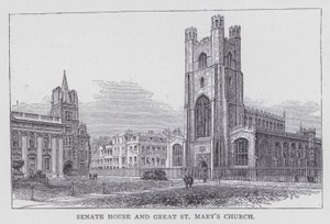Cambridge, Senatshaus und Große St. Marienkirche (Gravur)