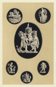 Kameen in altem Wedgwood-Geschirr von English School