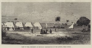 Lager des 59. Regiments in Mooltan, Treffpunkt der Quetta-Feldtruppe (Gravur)