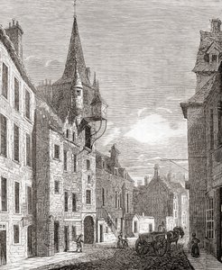 Canongate-Gefängnis, Edinburgh, Schottland, aus Old England: A Pictorial Museum, veröffentlicht 1847 von English School